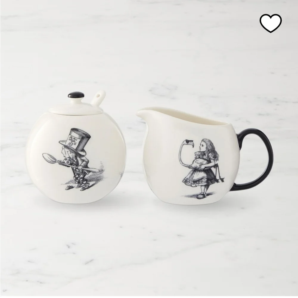 Williams Sonoma Alice in Wonderland Creamer and Sugar Set From Rory Dobner NIB